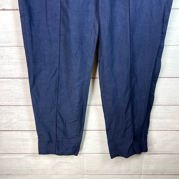 KOBI HALPERIN Addie Pants Linen Blend Ankle Navy Size M Preppy Lagenlook - Picture 5 of 13